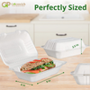 Greenwich Packaging Premium Bagasse Clamshell Box 9x6 inch- Pack of 50