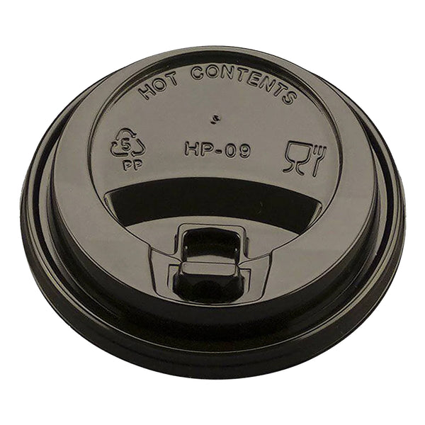 Black lid for paper cups with sipper lock 12-14 oz