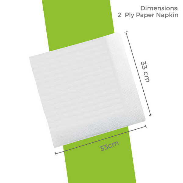 2 ply 33x33cm White Napkin (Pack of 200)