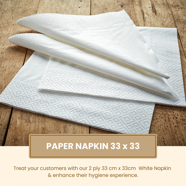 2 ply 33cm White Napkin