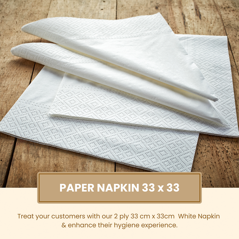 2 ply 33x33cm White Napkin (Pack of 200)
