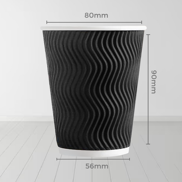 Triple layer kraft black ripple cup  - 8 oz (S-wave design)