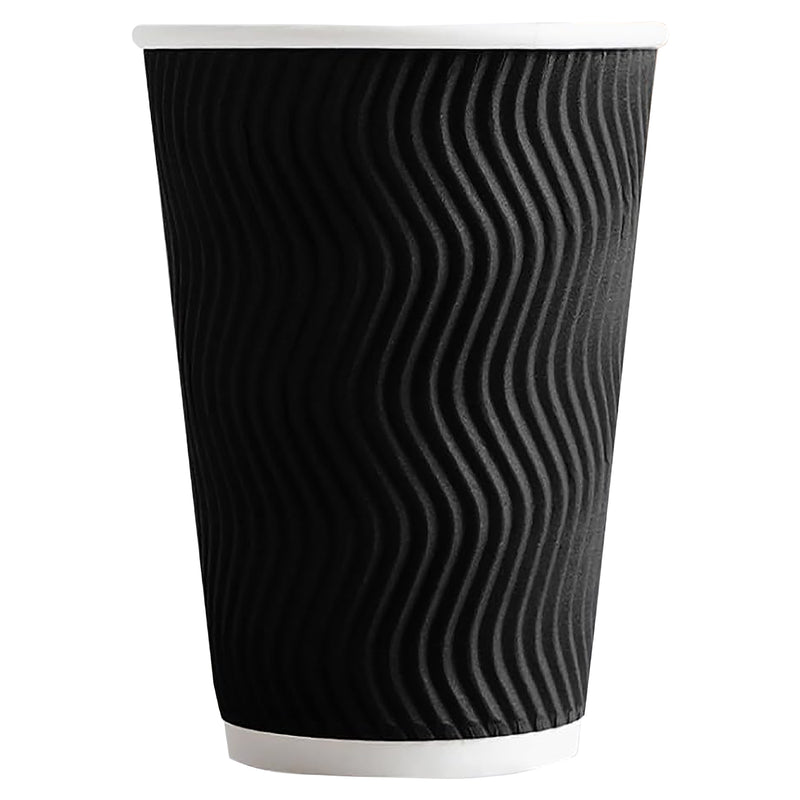 Triple layer kraft black ripple cup  - 12 oz (S-wave design)