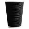 Triple layer kraft black ripple cup  - 12 oz (S-wave design) (Pack of 100)
