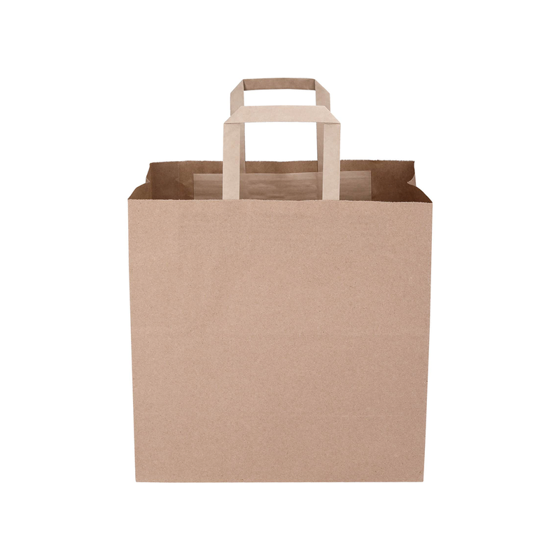 250 Bags - Medium Brown Kraft SOS Paper Bag with Flat Handle