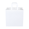 250 Bags - Large  - White Kraft SOS Paper Bag with Flat Handle