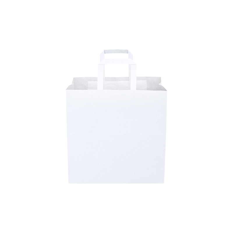 Small White Kraft SOS Paper Bag with Flat Handle