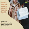 50 Bags - Medium -White Kraft SOS Paper Bag with Flat Handle - (Pack of 50)