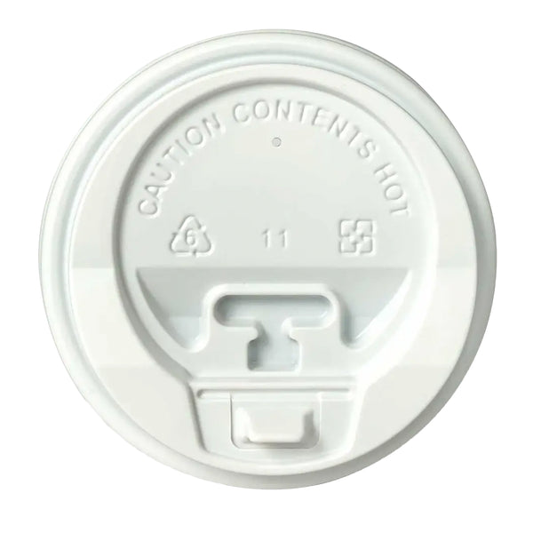 White lid for paper cups with sipper lock 12-14 oz